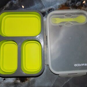 BPA-Free ECO ONE Collapsible 3 Section BENTO BOX Lunch Storage Silicone Yellow